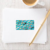 Grappige Girly Turquoise Floral Aztec snorren Etiket (Insitu)
