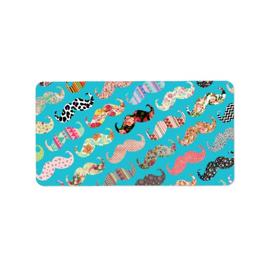 Grappige Girly Turquoise Floral Aztec snorren Etiket (Voorkant)