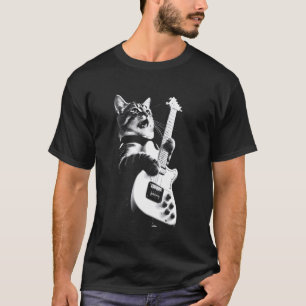 Grappige Gitaar Cat Rock Cat Spelen Gitaar G T-shirt