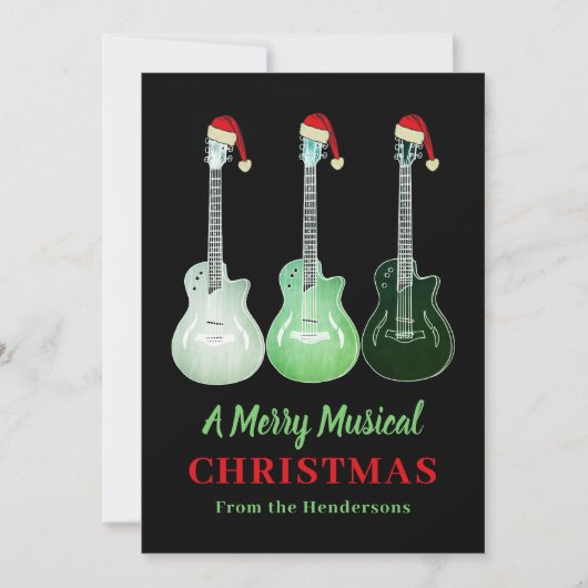 Grappige gitaar Kerst Merry Musical gepersonalisee Feestdagenkaart (Voorkant)