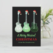 Grappige gitaar Kerst Merry Musical gepersonalisee Feestdagenkaart (Staand voorkant)
