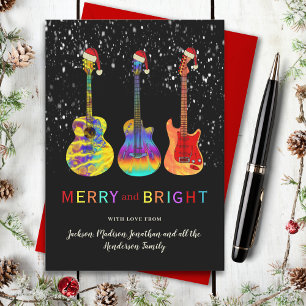 Grappige Gitaar Kerst Mis en Helder Feestdagenkaart