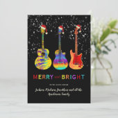 Grappige Gitaar Kerst Vrolijk en helder Feestdagenkaart (Staand voorkant)