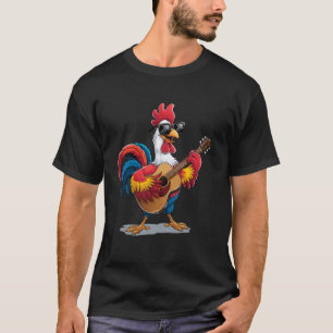 Grappige gitaar kunstwerk muziek liefhebbers haan t-shirt