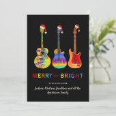 Grappige gitaar Santa Merry en Bright Christmas Feestdagenkaart (Staand voorkant)