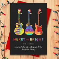 Grappige gitaar Santa Merry en Bright Christmas