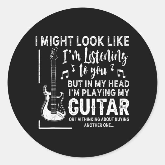 Grappige gitaarmuziek kan eruit zien alsof ik luis ronde sticker (Voorkant)