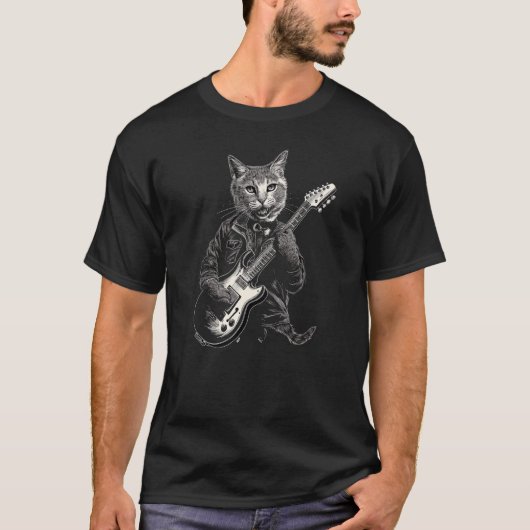 Grappige Gitaren Kat T-shirt (Voorkant)