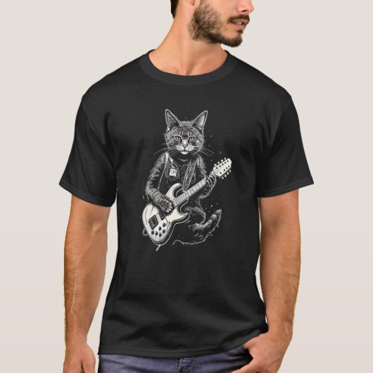 Grappige Gitaren Kat T-shirt (Voorkant)