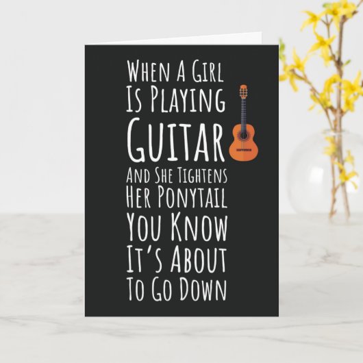 Grappige Gitarist Kaarten Voor Haar Vrouwen Tiener (Gele Bloem)