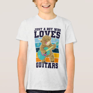 Grappige gitarist Schotse Hoogland Koe Tri-Blend Shirt