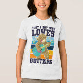 Grappige gitarist Schotse Hoogland Koe Tri-Blend Shirt (Voorkant)