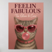 Grappige Glam Kat Muur Kunstprint | Fabulous Roze Poster (Voorkant)