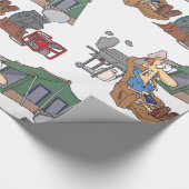 Grappige Glamping Cartoon Luxe Camping Cadeaupapier (Hoek)