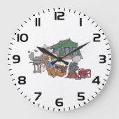 Grappige Glamping Cartoon Luxe Camping Grote Klok (Voorkant)