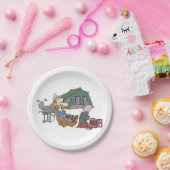 Grappige Glamping Cartoon Luxe Camping Papieren Bordje (Feest)