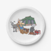 Grappige Glamping Cartoon Luxe Camping Papieren Bordje (Voorkant)