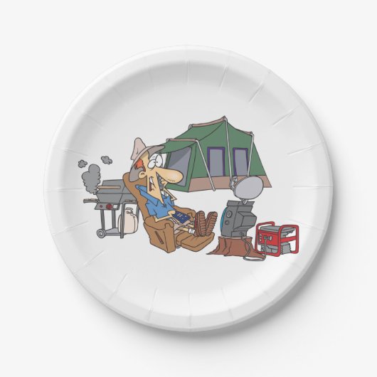 Grappige Glamping Cartoon Luxe Camping Papieren Bordje (Voorkant)