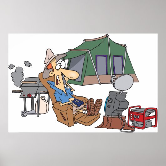 Grappige Glamping Cartoon Luxe Camping Poster (Voorkant)