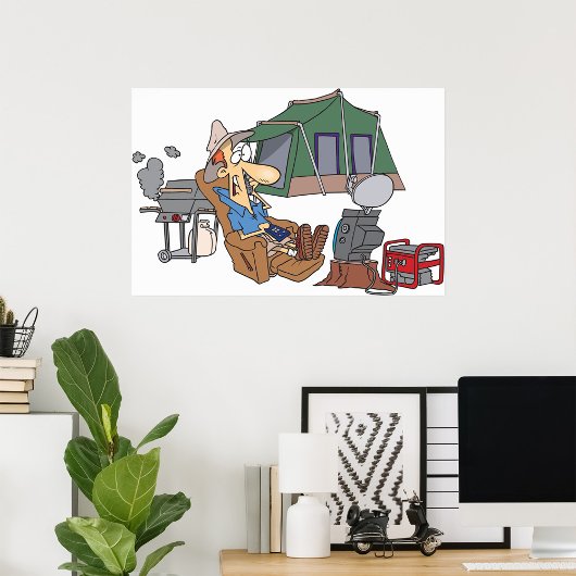 Grappige Glamping Cartoon Luxe Camping Poster