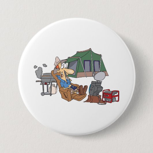 Grappige Glamping Cartoon Luxe Camping Ronde Button 7,6 Cm (Voorkant)