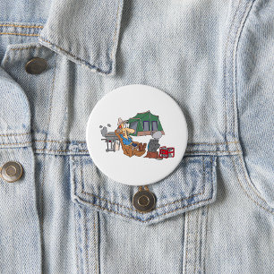 Grappige Glamping Cartoon Luxe Camping Ronde Button 7,6 Cm