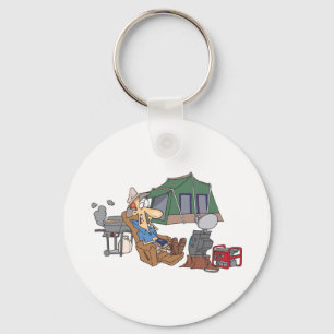 Grappige Glamping Cartoon Luxe Camping Sleutelhanger