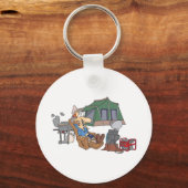 Grappige Glamping Cartoon Luxe Camping Sleutelhanger (Voorkant)