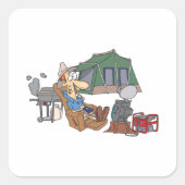 Grappige Glamping Cartoon Luxe Camping Vierkante Sticker (Voorkant)