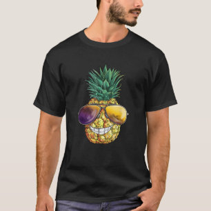 Grappige glimlach Ananas met zonnebril motief T-shirt