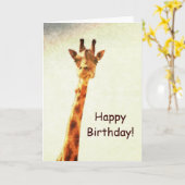 Grappige glimlachende giraffe kaart (Gele Bloem)