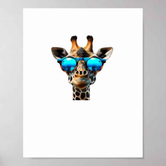 Grappige glimlachende Giraffe met zonnebril Poster (Voorkant)