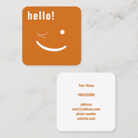 Grappige glimlachkaart vierkante visitekaartje (Voorkant / Achterkant)