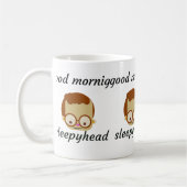 Grappige Glitch-tekst Goedemorgen Koffiemok | Aest (Links)