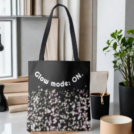 Grappige glitter glow zwart wit roos gouden blush tote bag