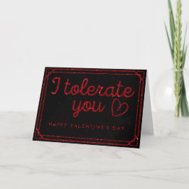 Grappige glitter valentijnskaart: ik verdraag je kaart