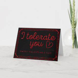 Grappige glitter valentijnskaart: ik verdraag je kaart