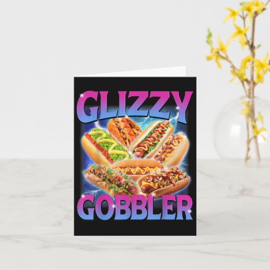 Grappige Glizzy Gobbler Meme Hilarische Hot Dog Gl Kaart (Gele Bloem)