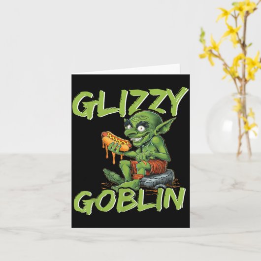 Grappige Glizzy Goblin Hotdogliefhebber  Kaart (Gele Bloem)