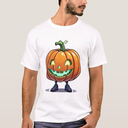 Grappige gloeiende Halloween Jack-O'-Lantern met b T-shirt (Voorkant)