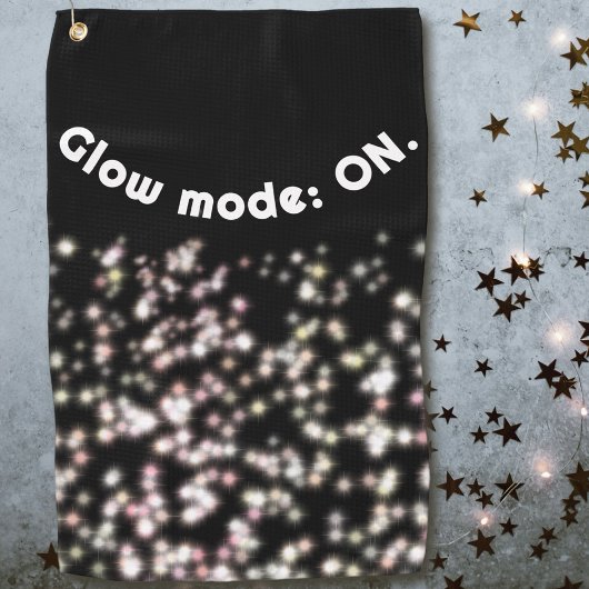 Grappige glow glitter zwart wit roos gouden blush golfhanddoek