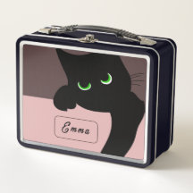 Grappige glurende zwarte kat aangepaste esthetiek