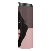 Grappige glurende zwarte kat aangepaste esthetiek thermosbeker (Geroteerd rechts)