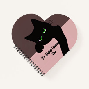 Grappige glurende zwarte kat aangepaste esthetisch notitieboek