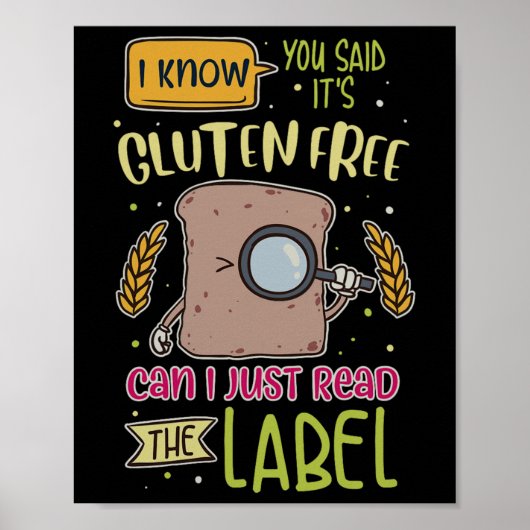 Grappige glutenvrije levensstijl coeliakie poster (Voorkant)