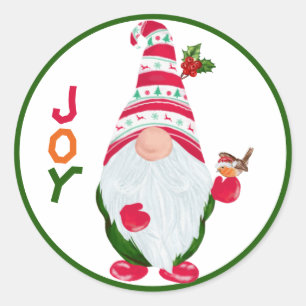 Grappige Gnome Joy Christmas Ronde Sticker