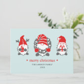 Grappige Gnome | Kerstmis Kerstvakantie  Foto Feestdagenkaart (Staand voorkant)