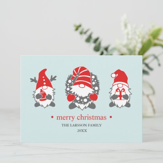 Grappige Gnome | Kerstmis Kerstvakantie  Foto Feestdagenkaart (Staand voorkant)