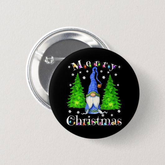 Grappige Gnome Kersttuin Gnome Merry Ronde Button 5,7 Cm (Voorkant /achterkant)