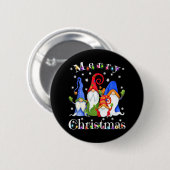 Grappige Gnome Kersttuin Gnome Merry Ronde Button 5,7 Cm (Voorkant /achterkant)